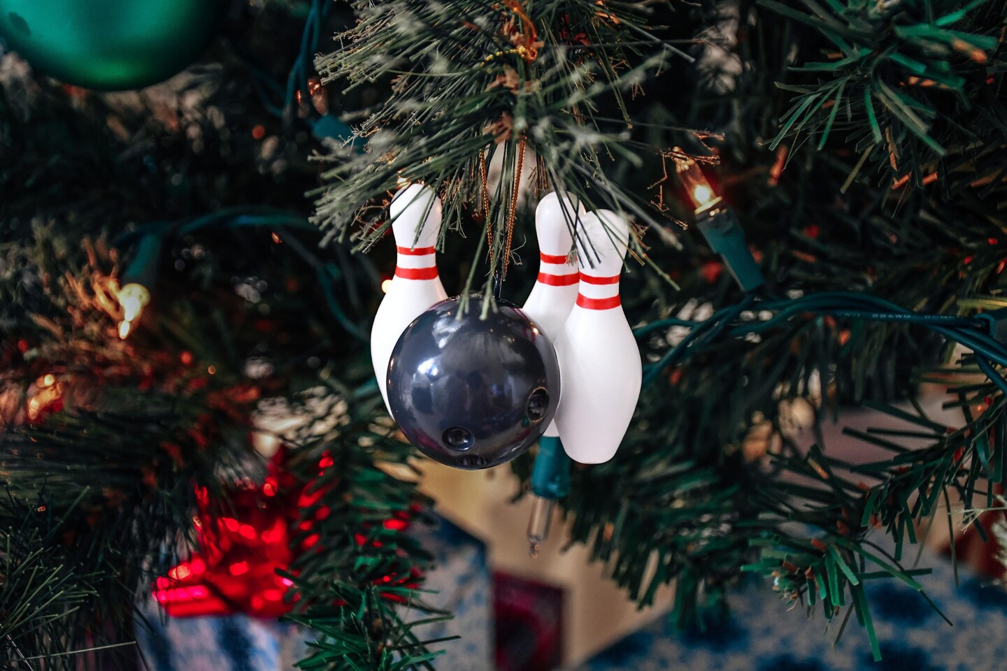 Bowling Ball and Pins Christmas Ornaments
