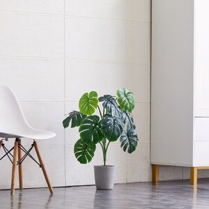 Artificial Monstera Plant with Pot, Artificial Plants for Home Decor Indoor, Faux Plants, Fake Plant Decor, Large Fake Plant, Artificial Plants Indoor, Tall Plants for Living Room Decor - 3 Feet