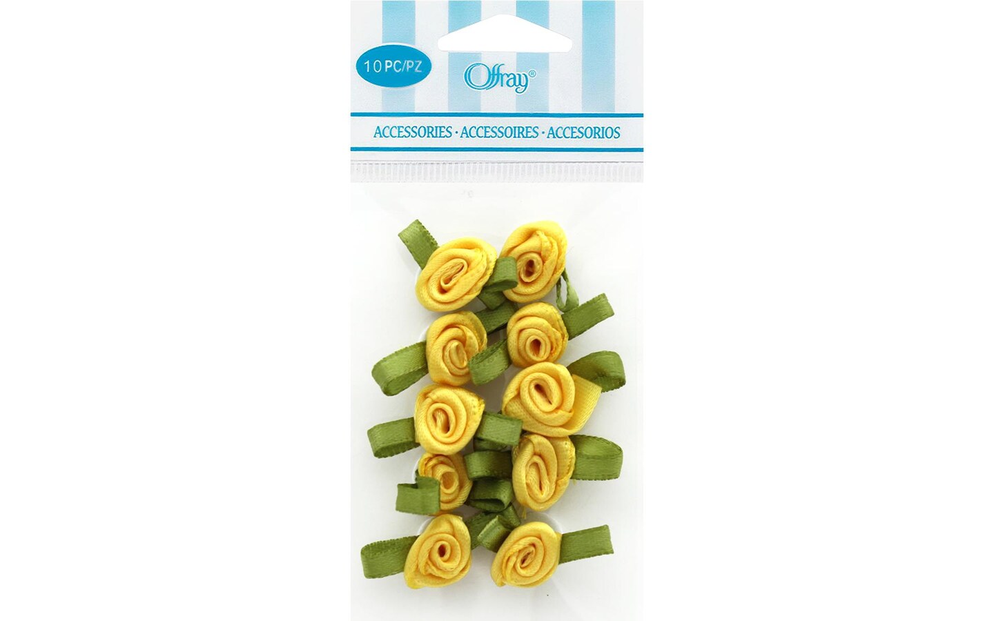 Offray Accent Ribbon Roses Small 10pc Lemon