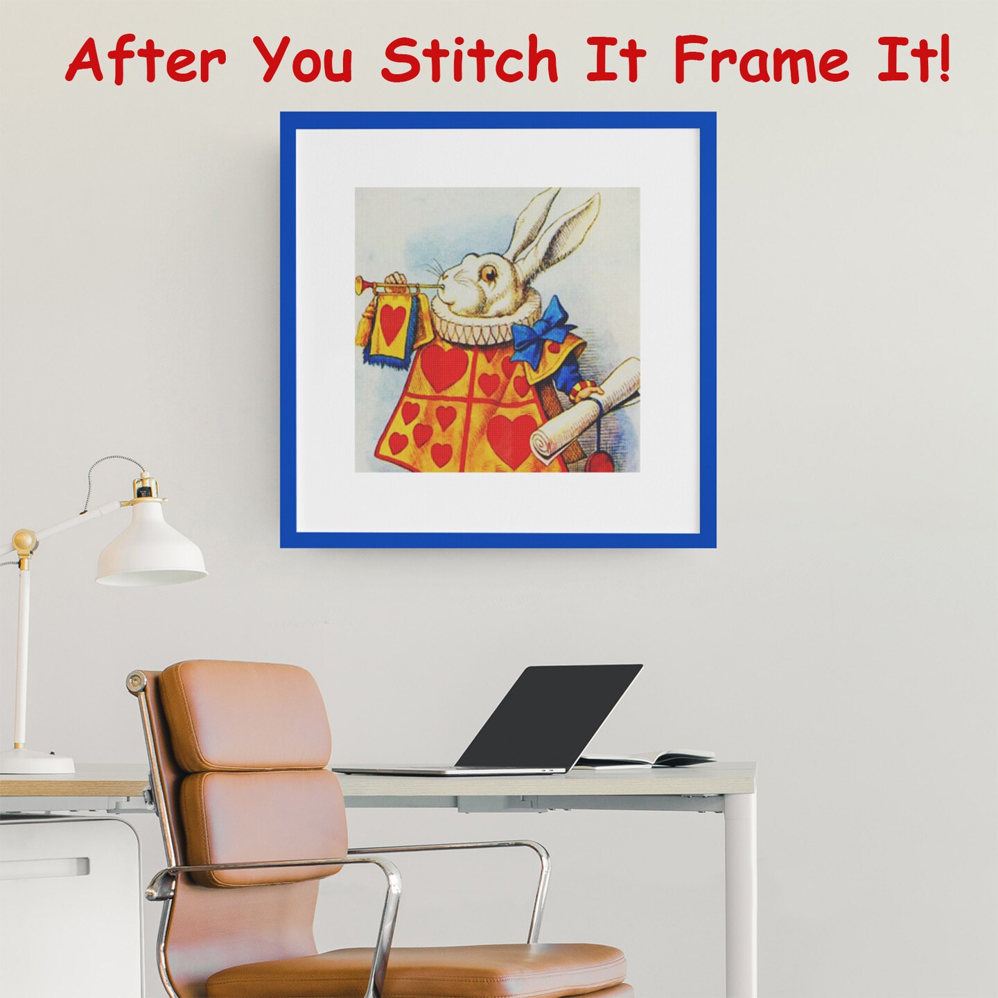 Tenniel&#x27;s The White Rabbit Square Detail from Alice&#x27;s Adventures in Wonderland Counted Cross Stitch Pattern