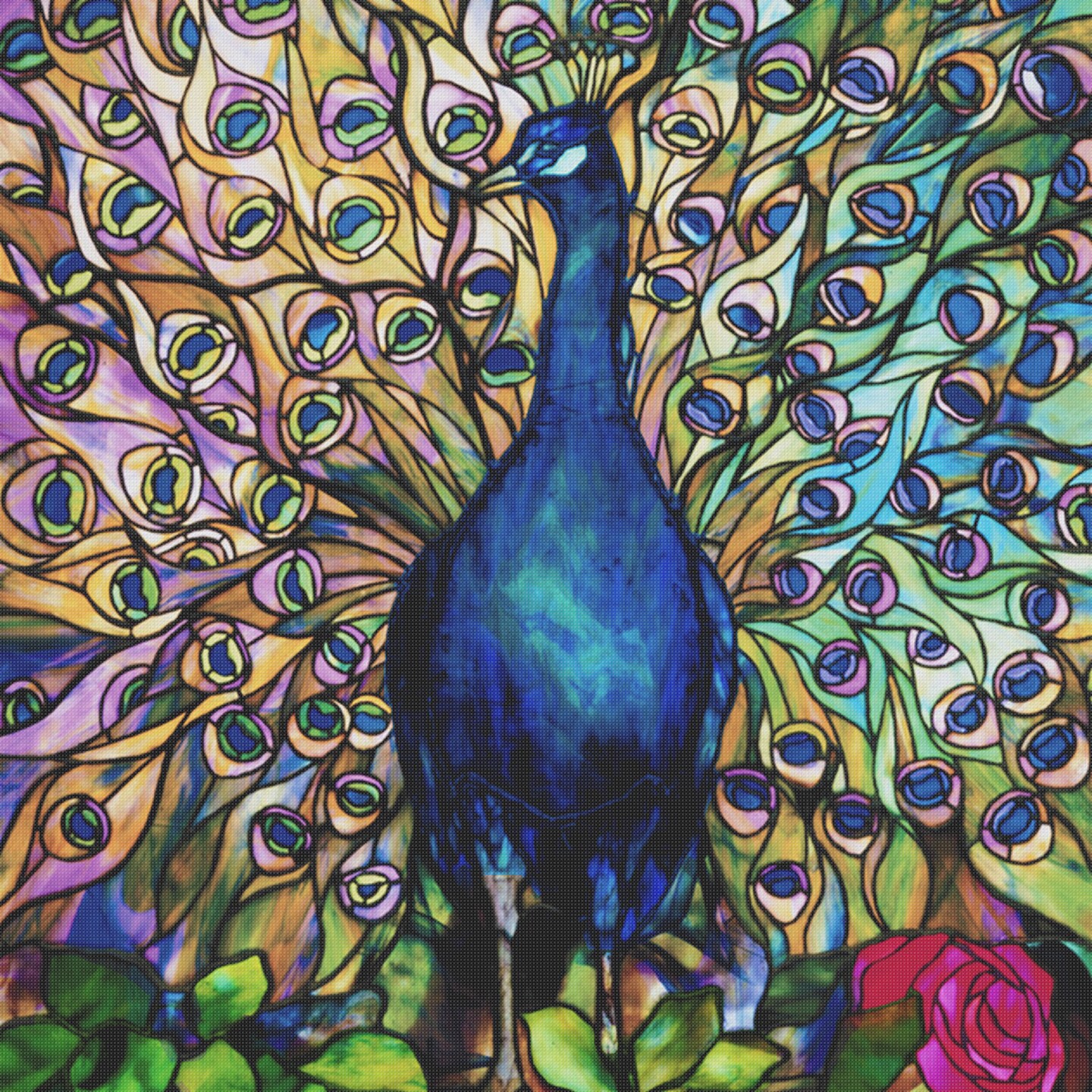 A Peacocks Glory inspired by Louis Comfort Tiffany Counted Cross