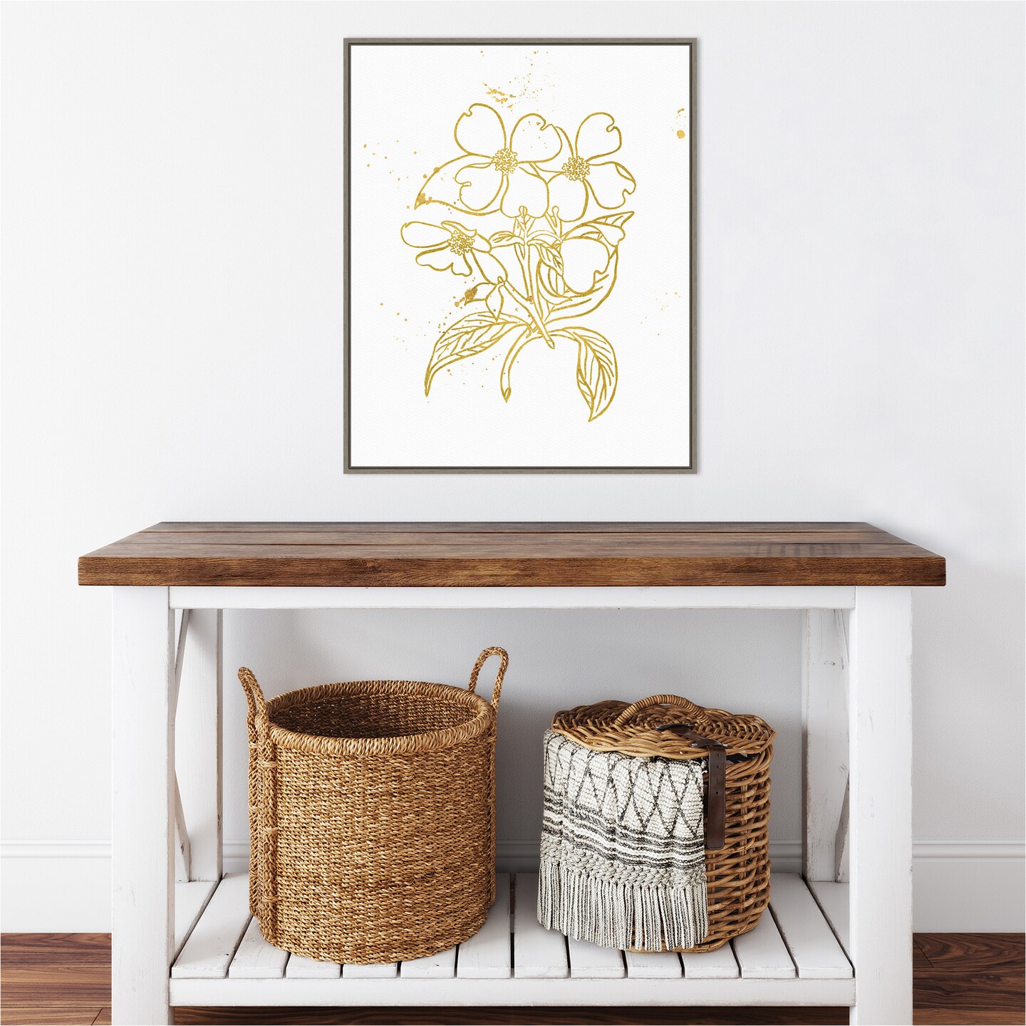 Gold Blooms III by Wild Apple Portfolio Canvas Wall Art Print Framed