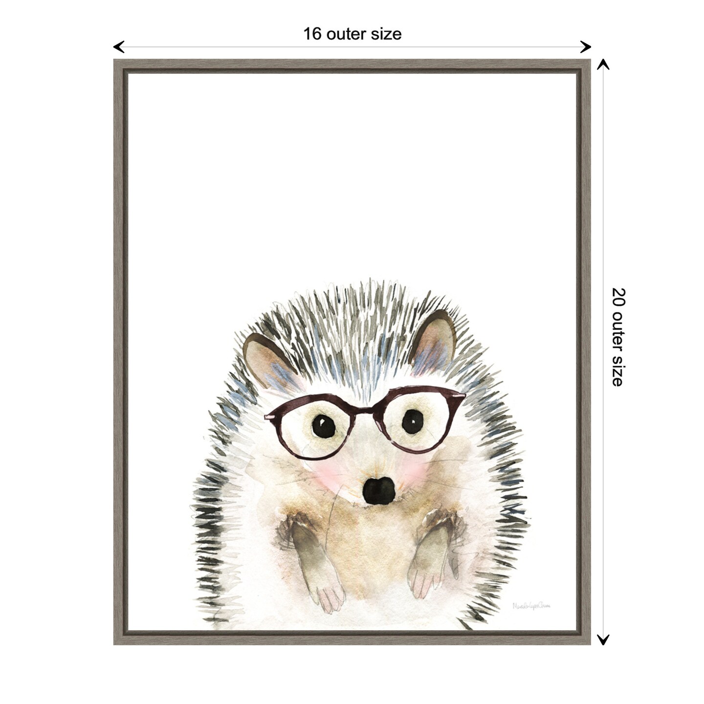 Hedgehog in Glasses by Mercedes Lopez Charro Canvas Wall Art Print Framed