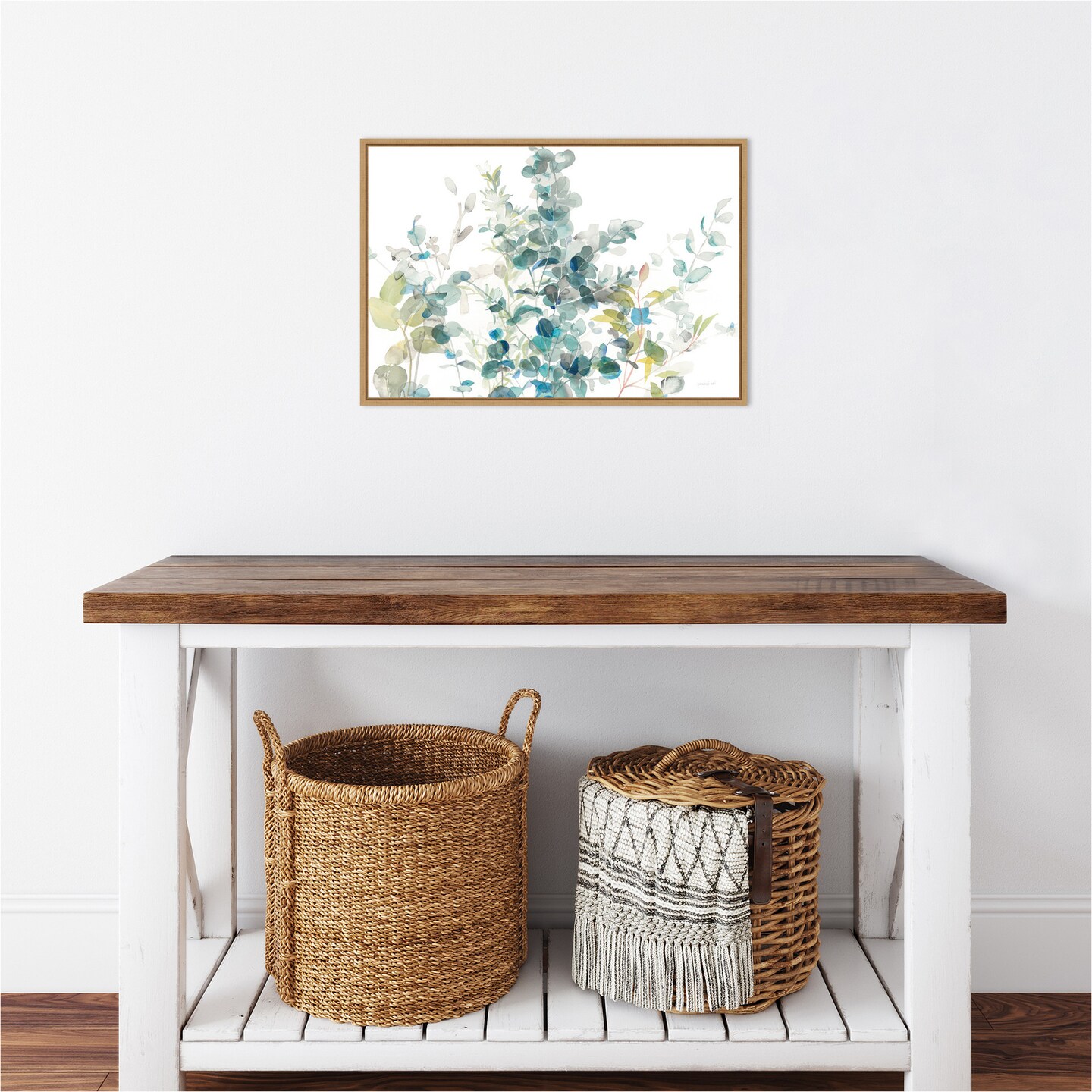 Eucalyptus I White Crop by Danhui Nai Canvas Wall Art Print Framed