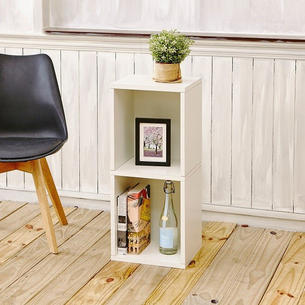 Way Basics Eco zBoard 2-Shelf Narrow Bookcase and Under Desk Storage, White
