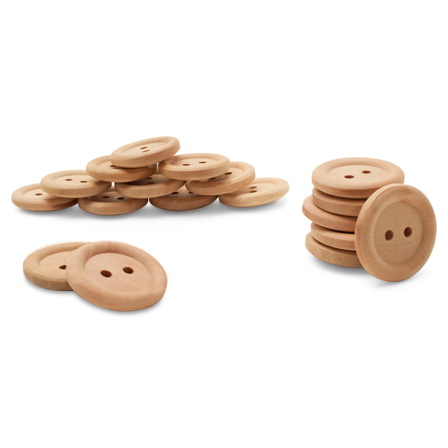 Unfinished Wooden Buttons for Crafts and Sewing Multiple Sizes