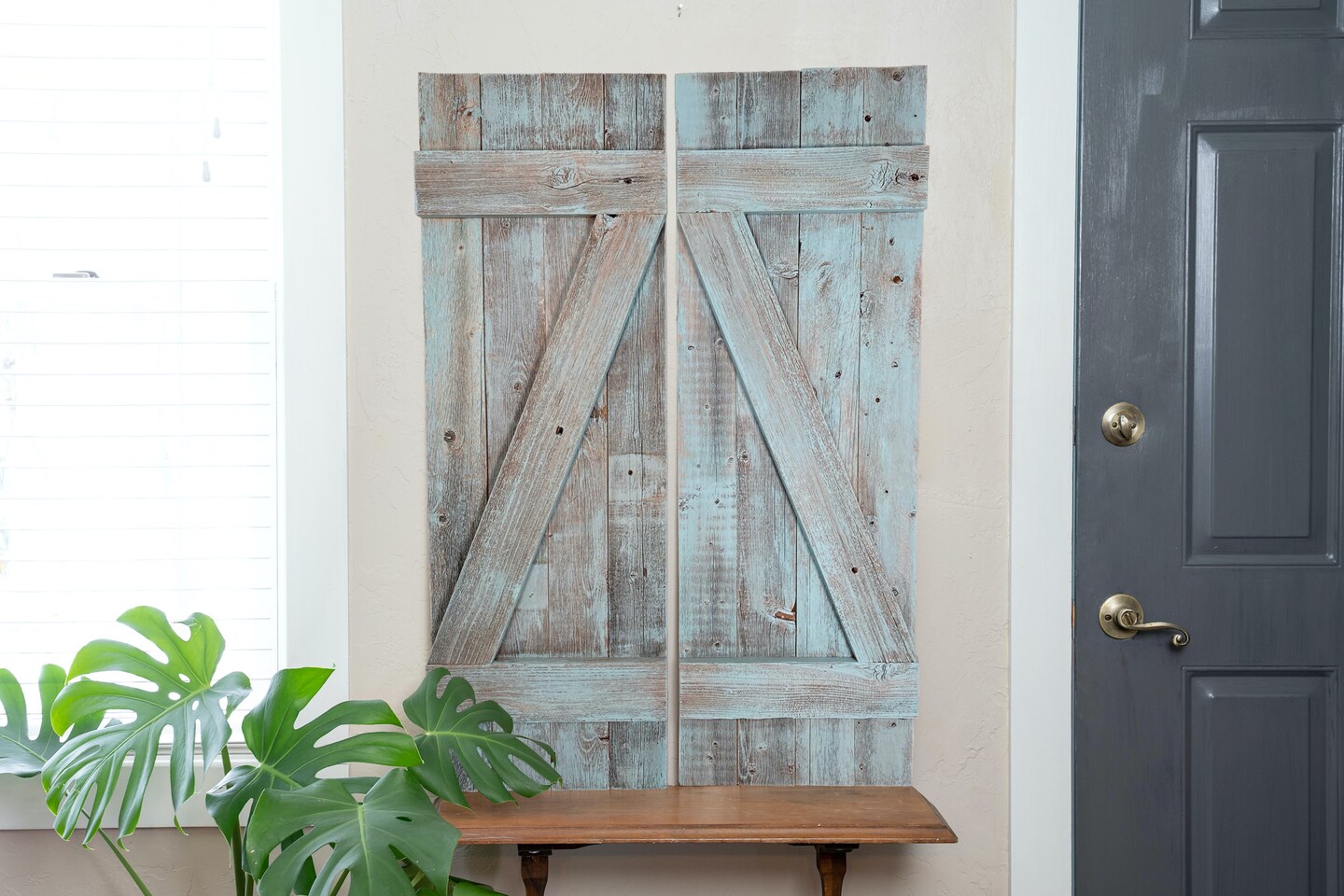 Rustic Farmhouse 36 in. x 12 in. Reclaimed Wood Decorative Shutters (Set of 2)