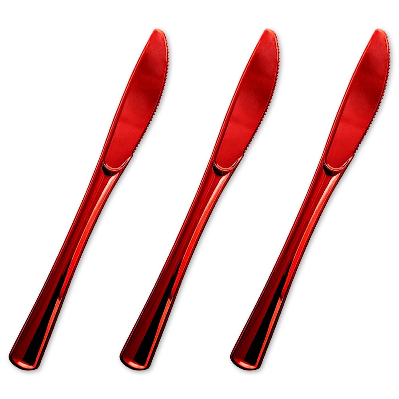 Shiny Metallic Red Plastic Knives (600 Knives)