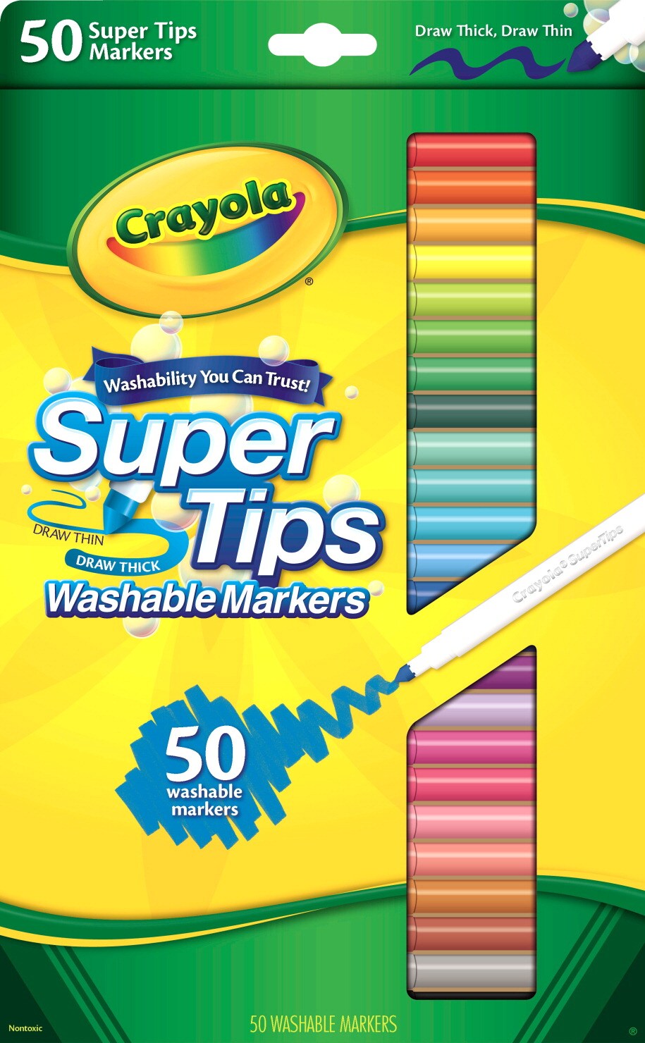 Crayola Non-Toxic Washable Marker Set with 12 Scented Markers, Super ...