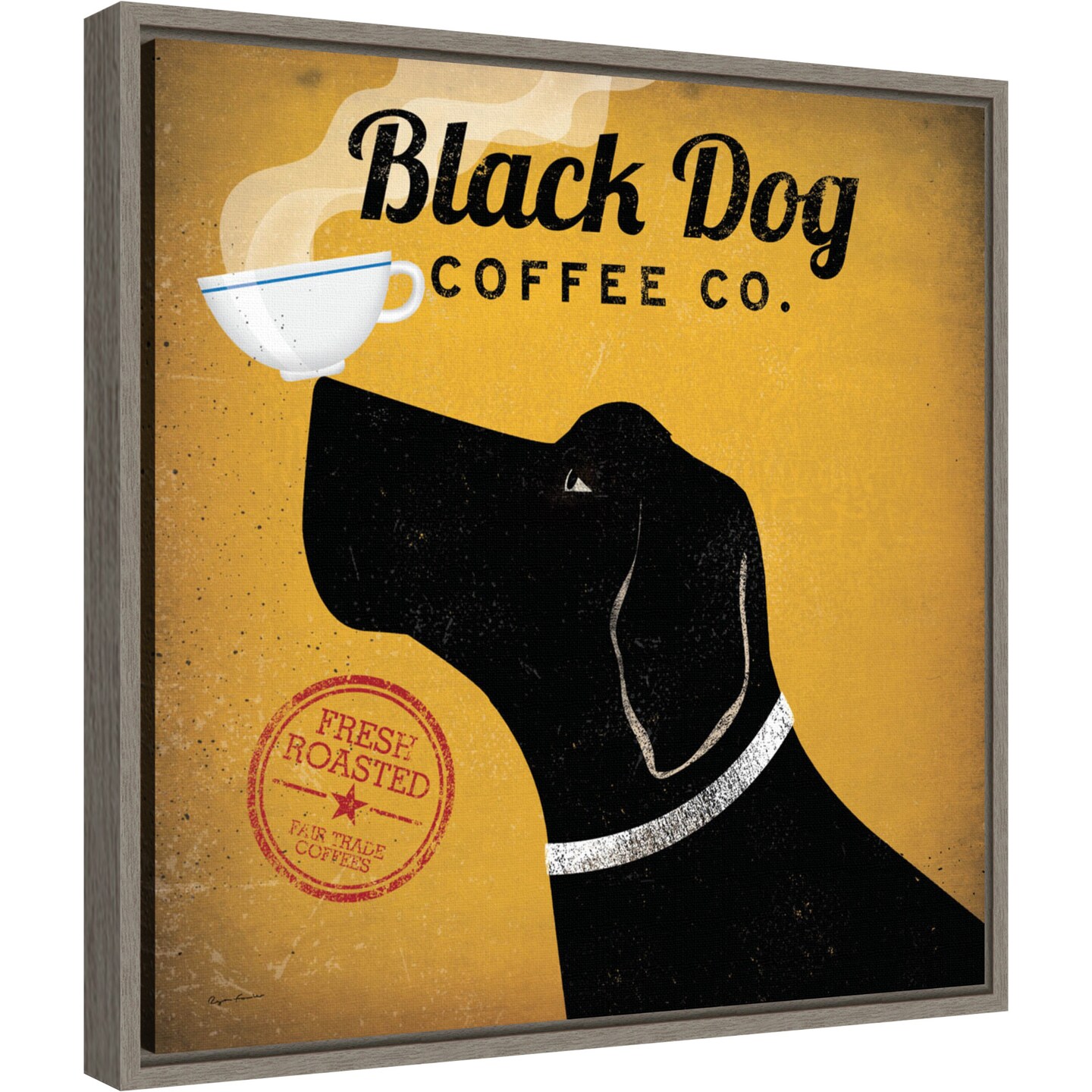 Black Dog Coffee Co by Ryan Fowler Canvas Wall Art Print Framed