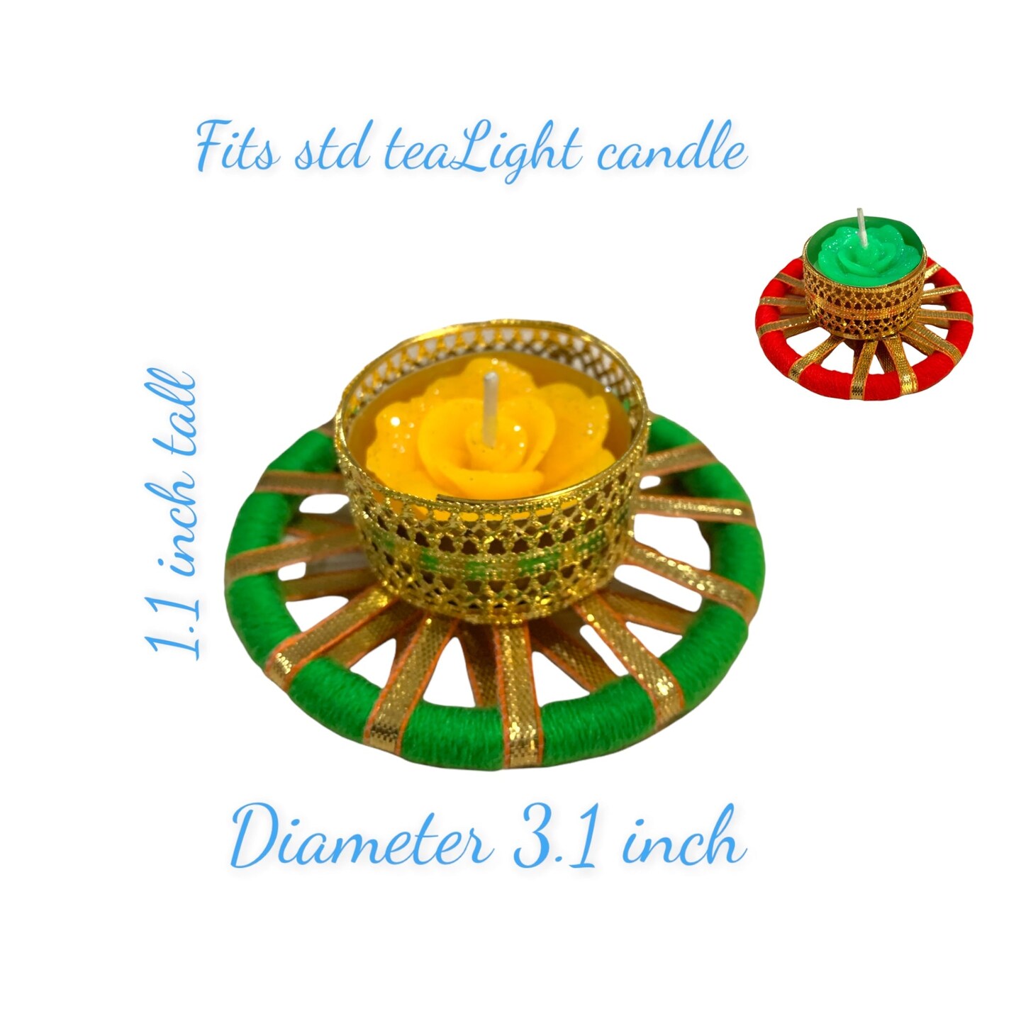 4 Ct Tealight Candle Holders, Diwali Decorations, Boho Decor, Tea