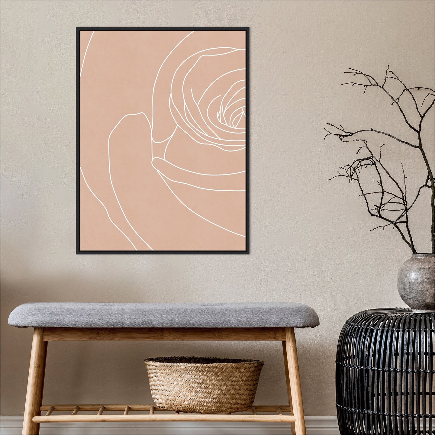 Blush Flowers III by Sarah Leonard Canvas Wall Art Print Framed