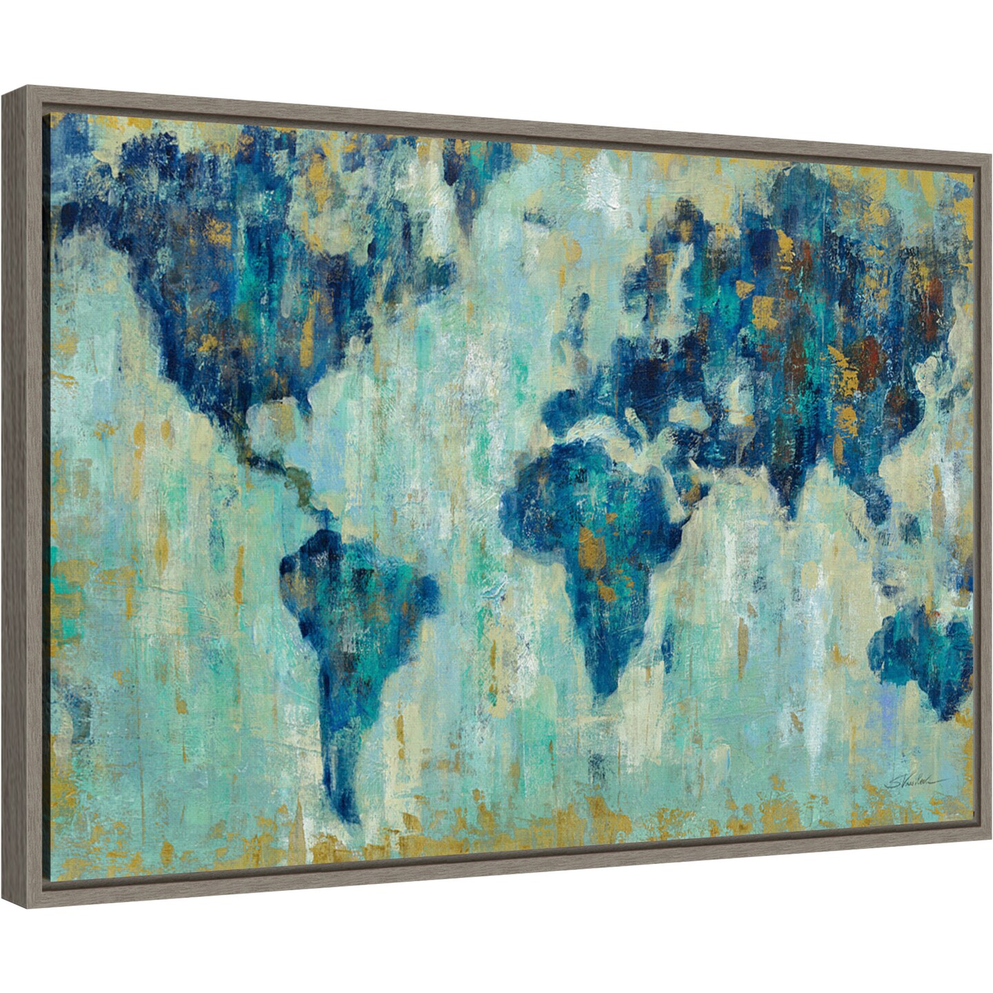 Map of the World by Silvia Vassileva Canvas Wall Art Print Framed