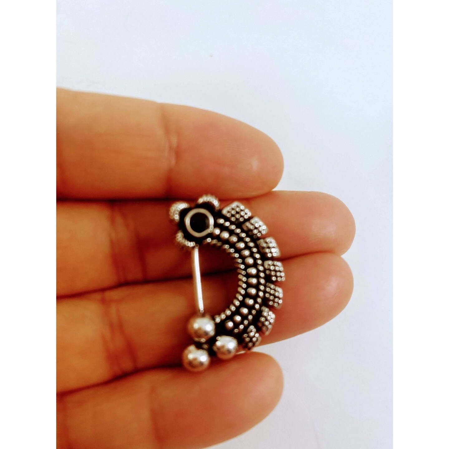 Clip On Silver Marathi Style Nath, Nosepin, Snap On Nosepin, Marathi