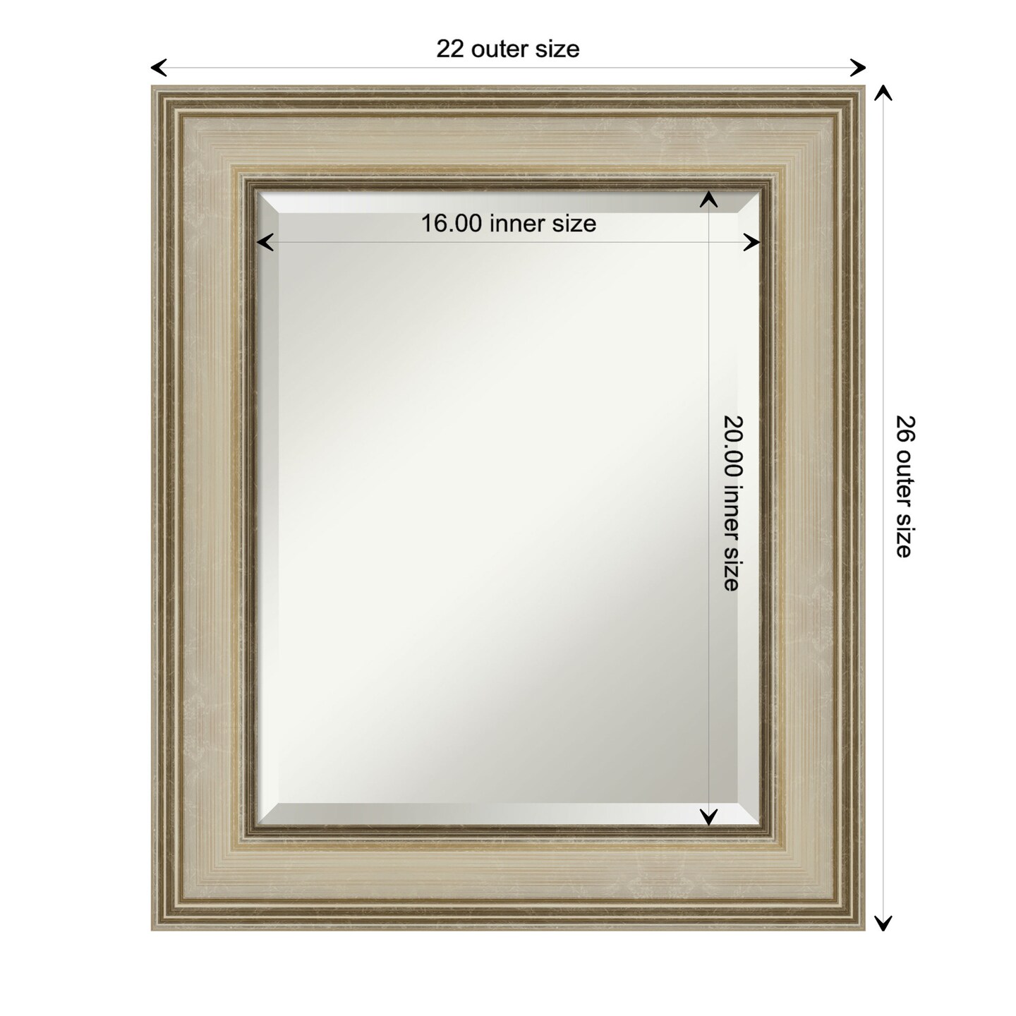 Beveled Bathroom Wall Mirror, Colonial Frame 