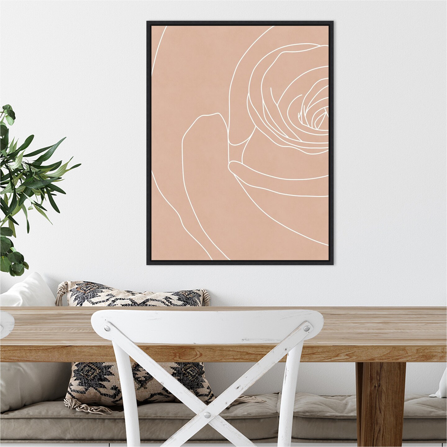 Blush Flowers III by Sarah Leonard Canvas Wall Art Print Framed