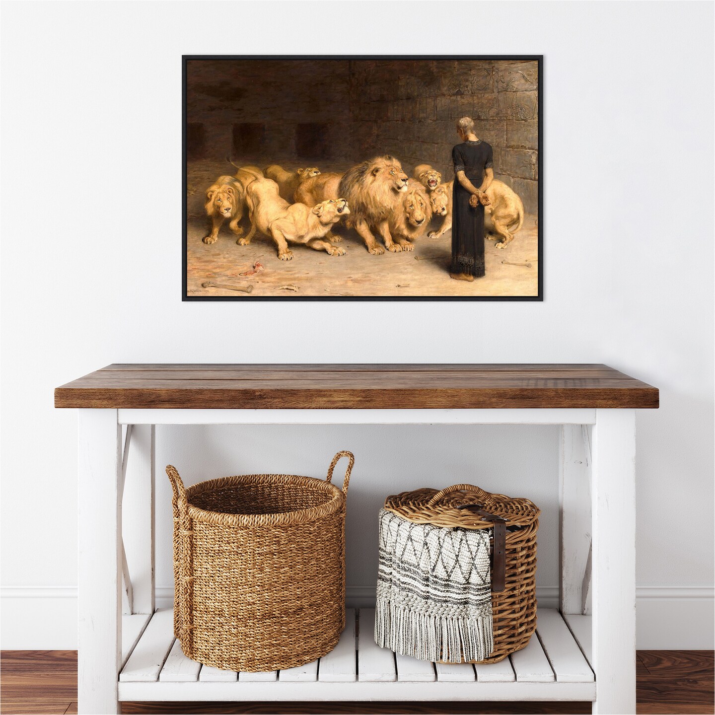 Daniel in the Lions Den 1872 by Briton Riviere Canvas Wall Art Print Framed
