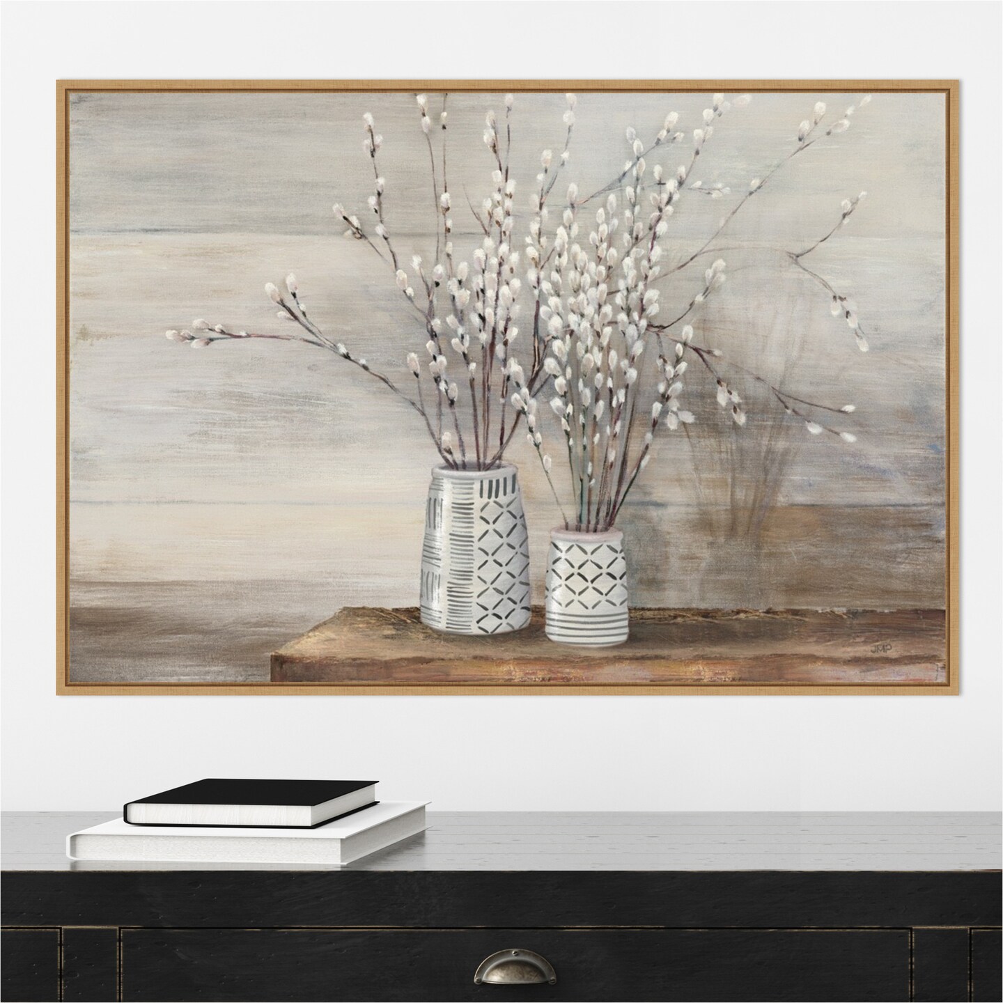 P Willow Still Life with Designs by Julia Purinton Canvas Art Framed