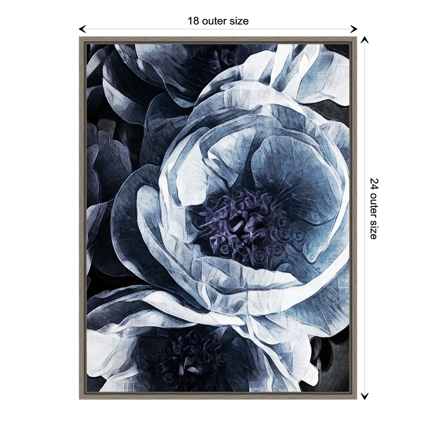 Peony Blue Petals III by Ashley Aldridge Canvas Wall Art Print Framed