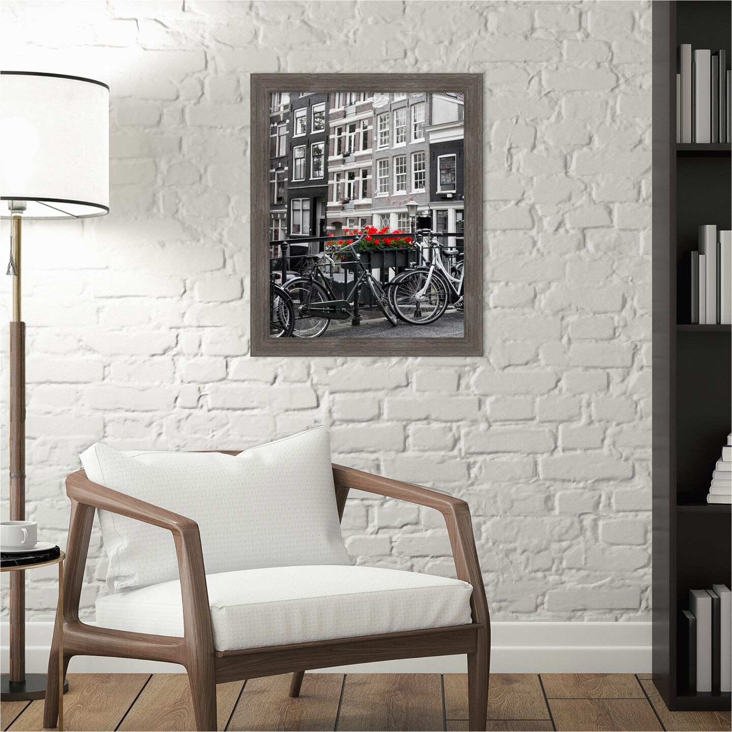 Pinstripe Lead Grey Wood Picture Frame