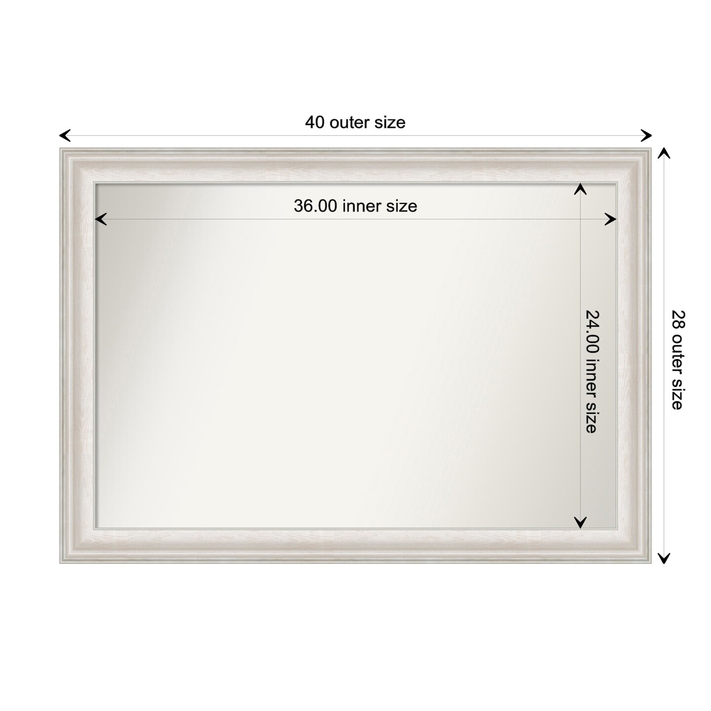 Amanti Art Non-Beveled Wall Mirror, Trio White Wash Silver Frame