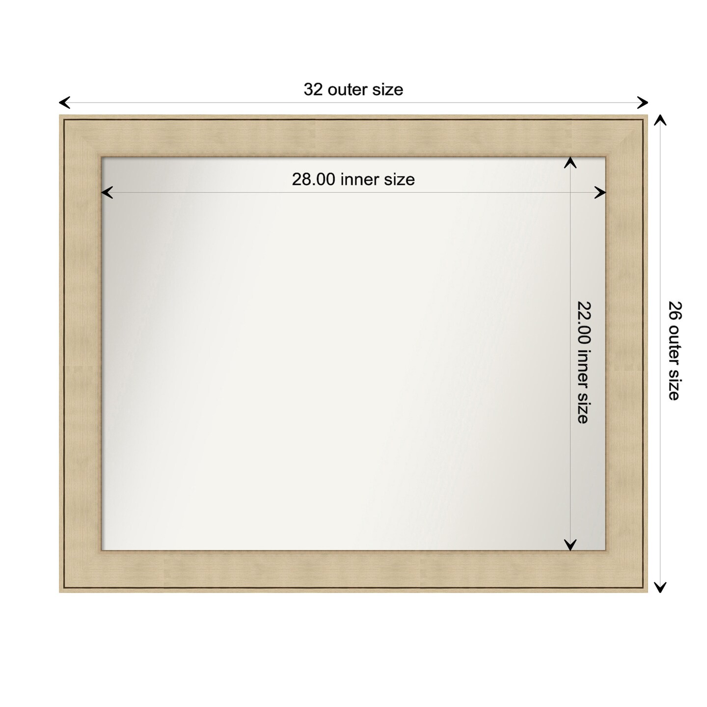 Amanti Art Non-Beveled Wall Mirror, Classic Honey Silver Frame