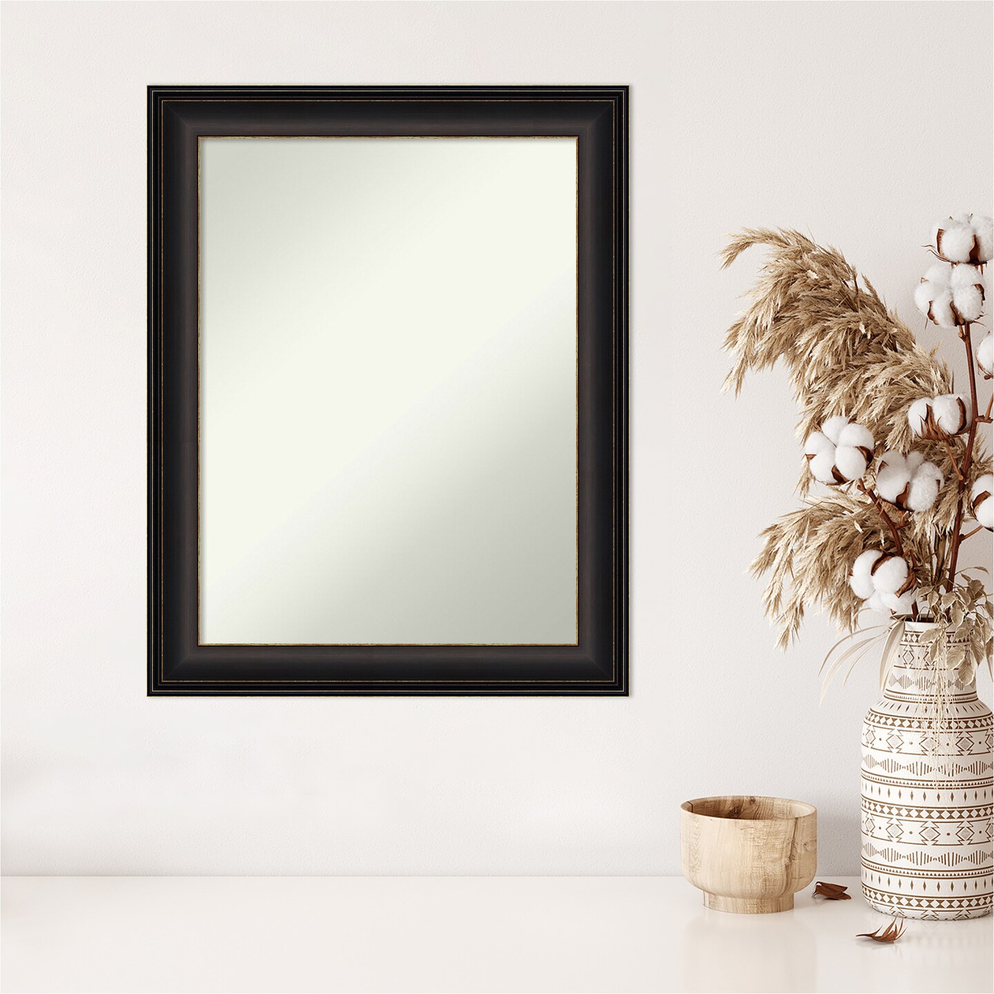Amanti Art Non-Beveled Wall Mirror, Trio Oil Rubbed Bronze Frame