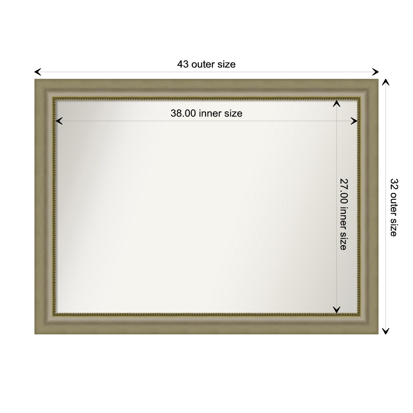 Amanti Art Non-Beveled Wood Wall Mirror, Vegas Silver Frame