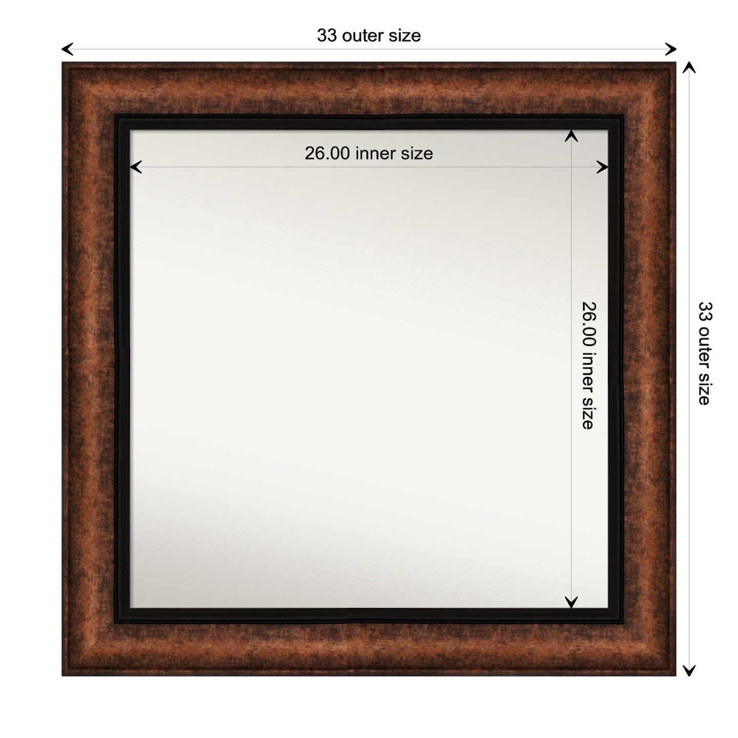 Amanti Art Non-Beveled Wall Mirror, Vogue Black Frame