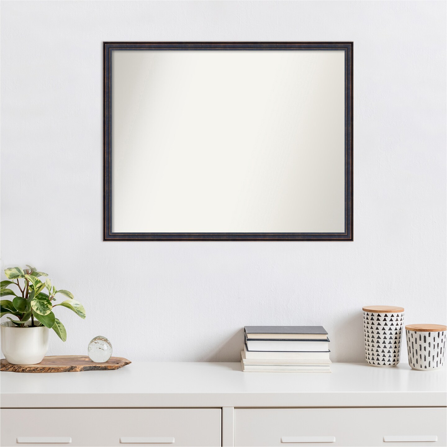 Amanti Art Non-Beveled Wood Wall Mirror, Dark Bronze Scoop Frame