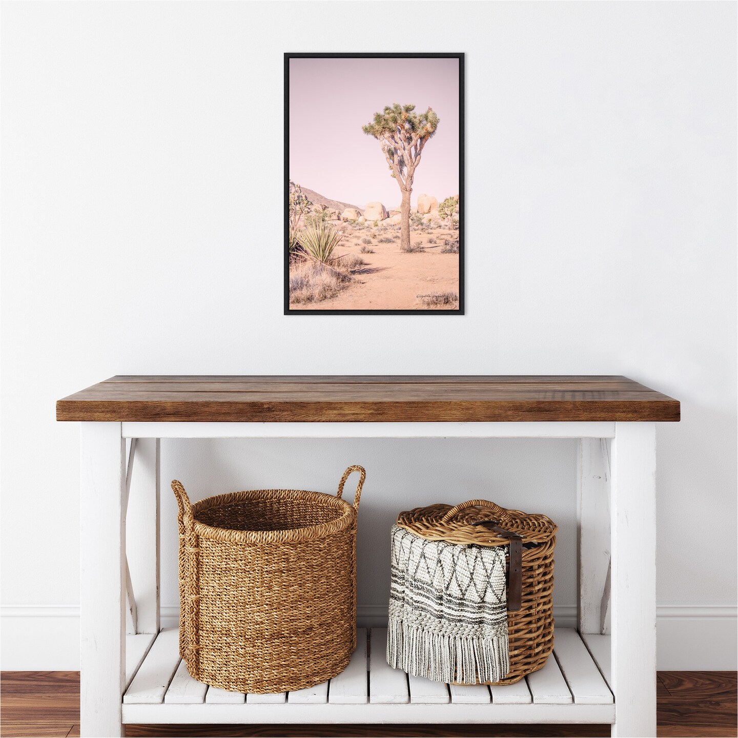 Joshua Tree III Blush by Elizabeth Urquhart Canvas Wall Art Print Framed