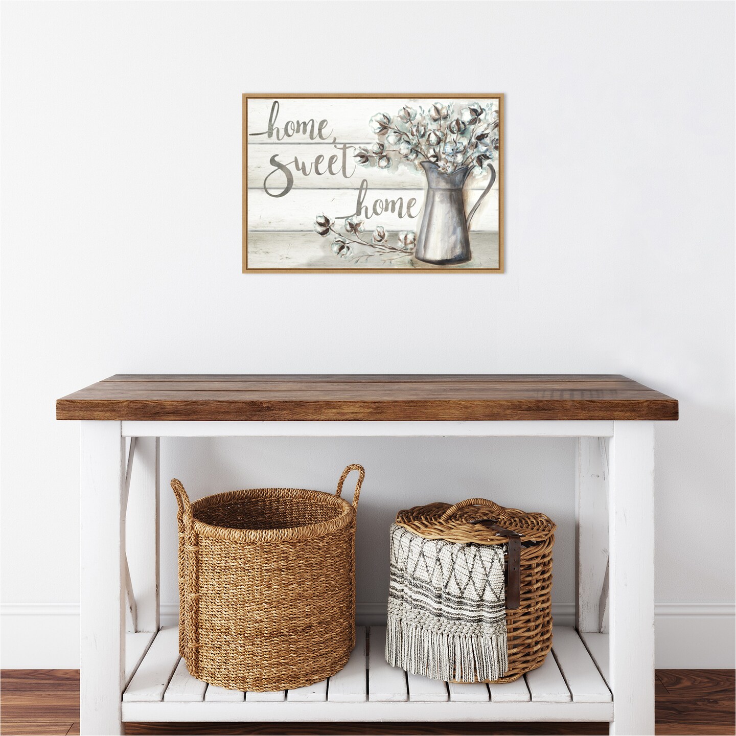 Farmhouse Cotton Home Sweet Home by Tre Sorelle Studios Canvas Wall Art Print Framed