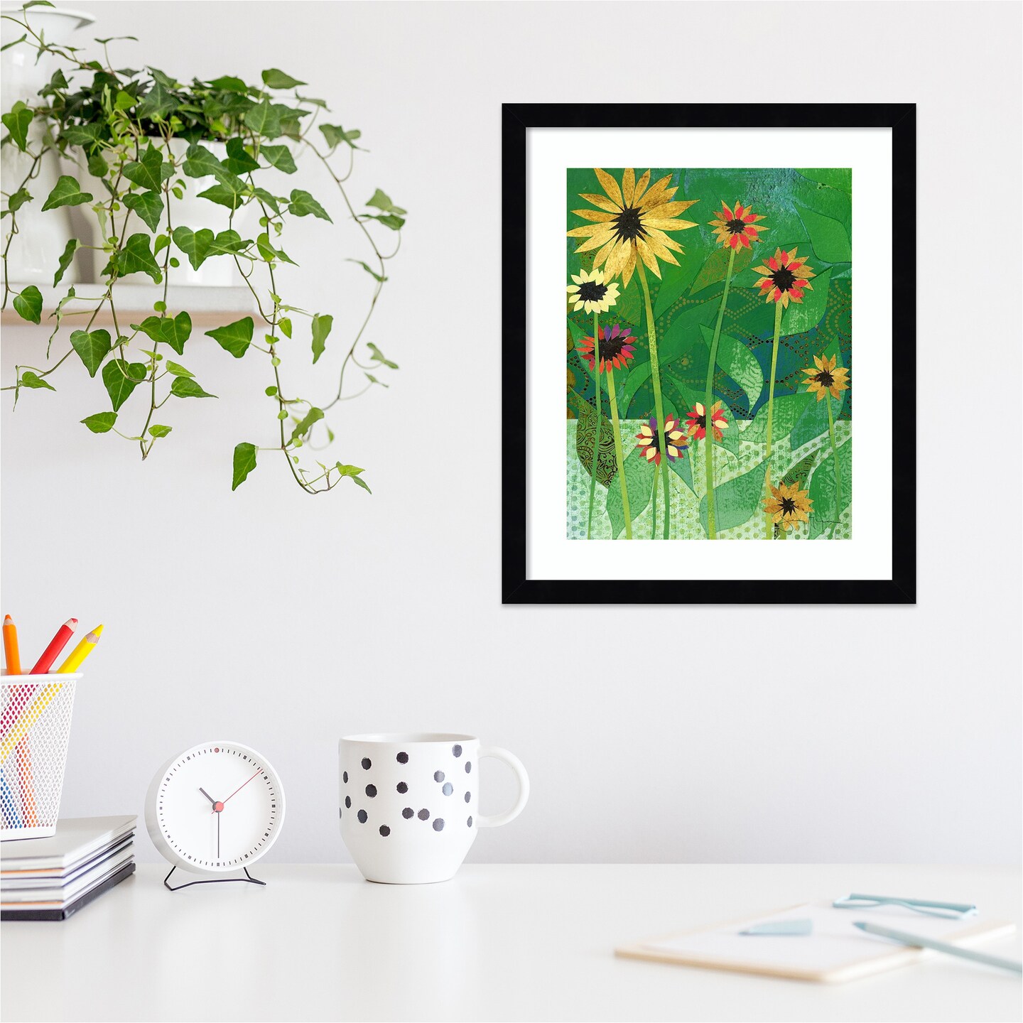 Sunflowers by Jenny Mcgee Wood Framed Wall Art Print | Framed Art ...