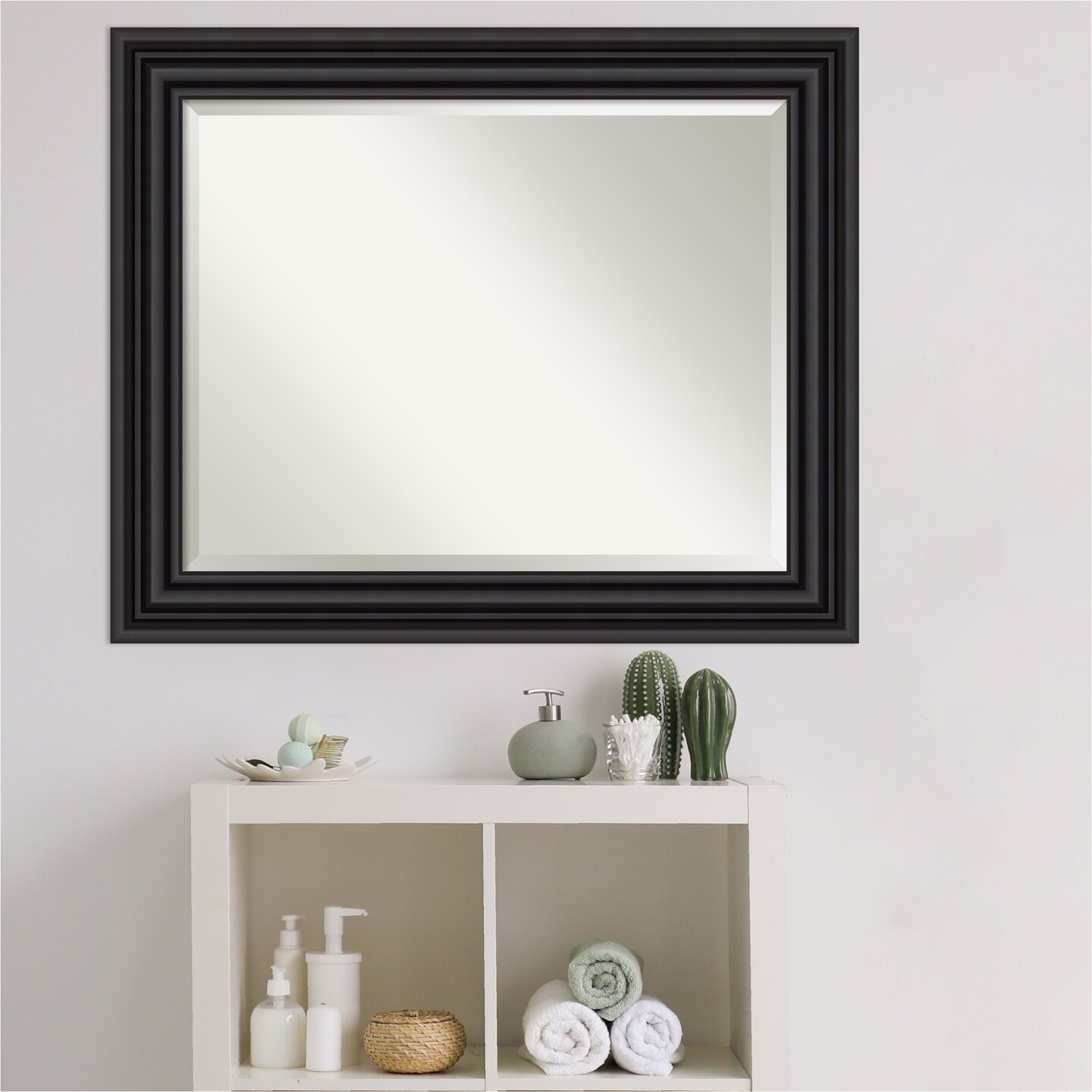 Beveled Bathroom Wall Mirror, Colonial Frame
