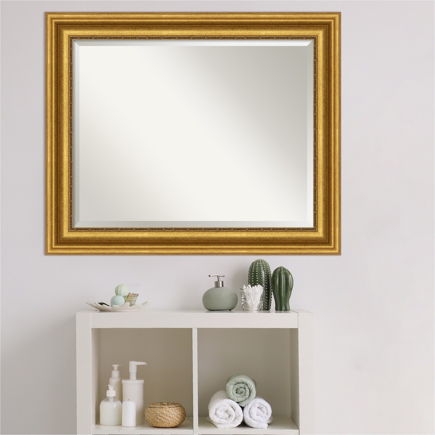 Beveled Bathroom Wall Mirror, Parlor Frame