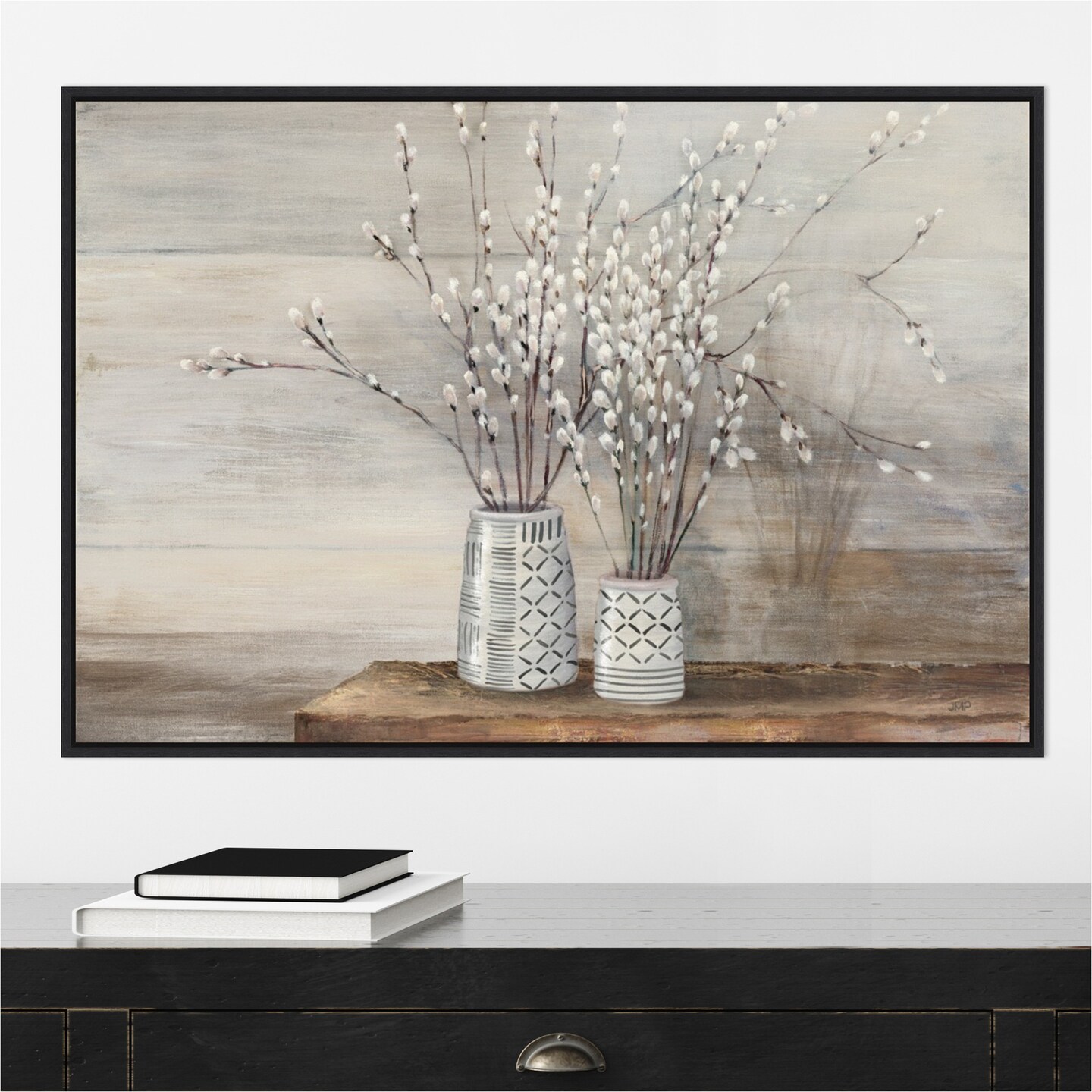 P Willow Still Life with Designs by Julia Purinton Canvas Art Framed