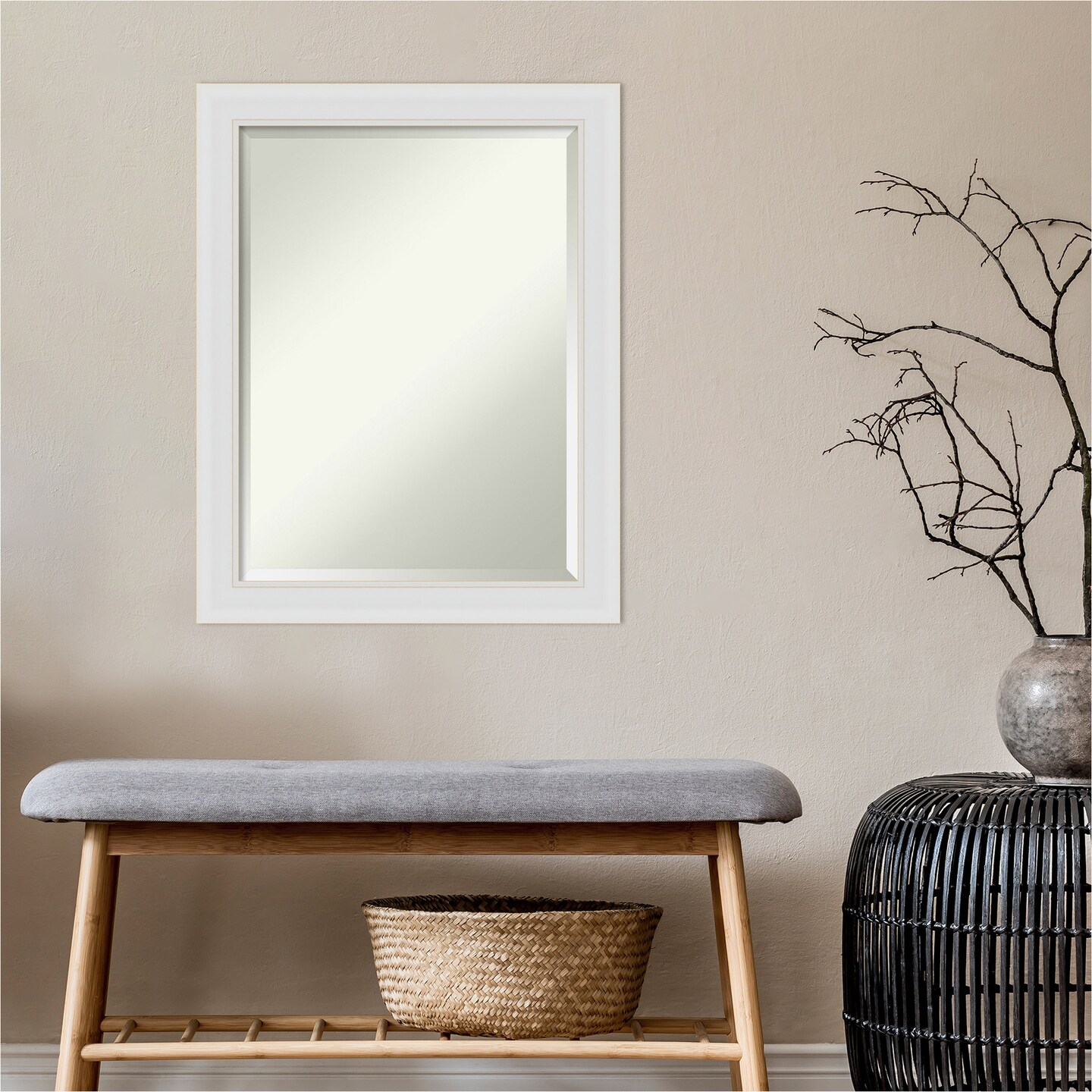 Beveled Bathroom Wall Mirror, Flair Frame