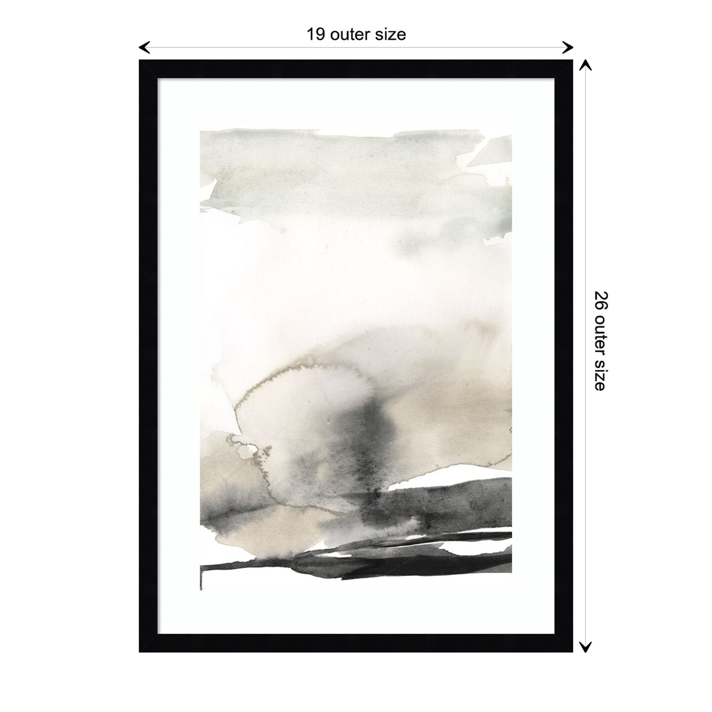 Ebony Horizon Triptych III by Jennifer Goldberger Wood Framed Wall Art Print