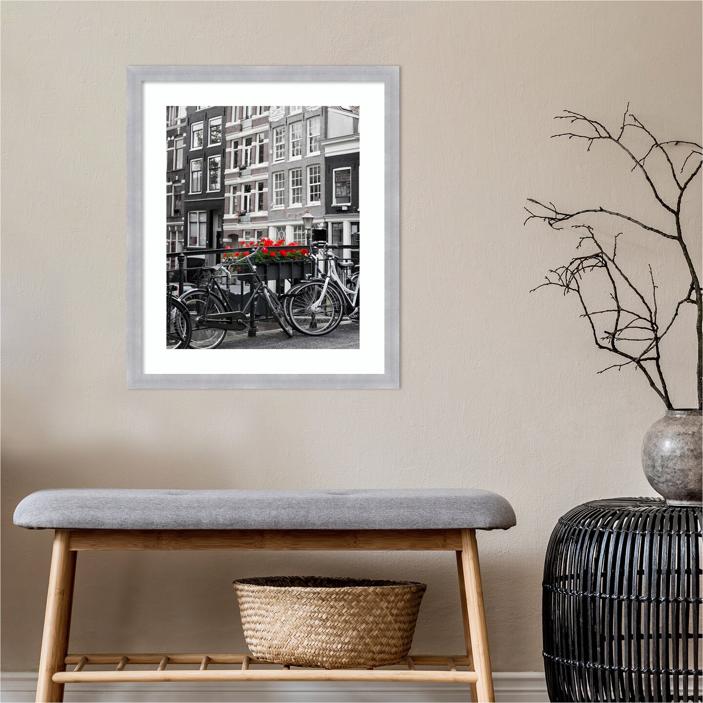 Amanti Art Grace Brushed Nickel Narrow Picture Frame