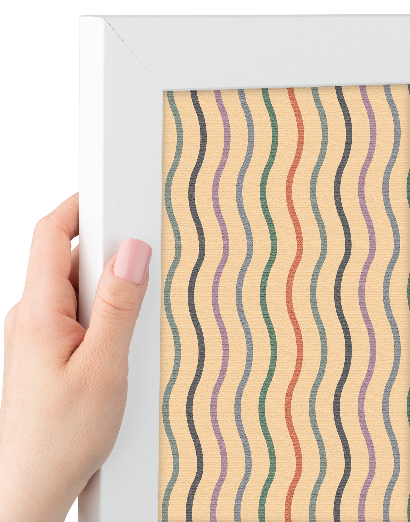PinPix Custom Bulletin Board Multi Color Waves Poster Board Has a Fabric Style Canvas Finish, Framed in Satin White Frame, by ArtToFrames (PinPix-565)