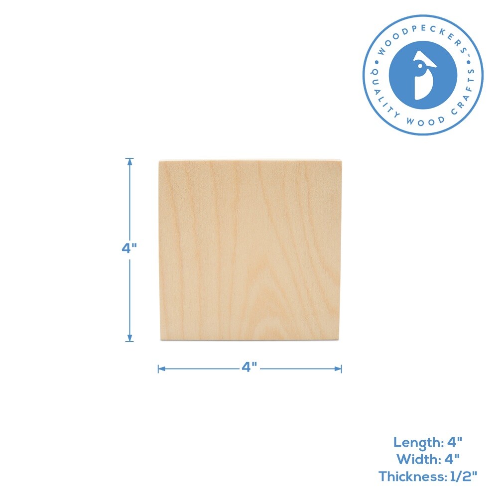 Square Tiered Tray Decor 4", Chunky Blank Wooden Signs for Crafts | Woodpeckers