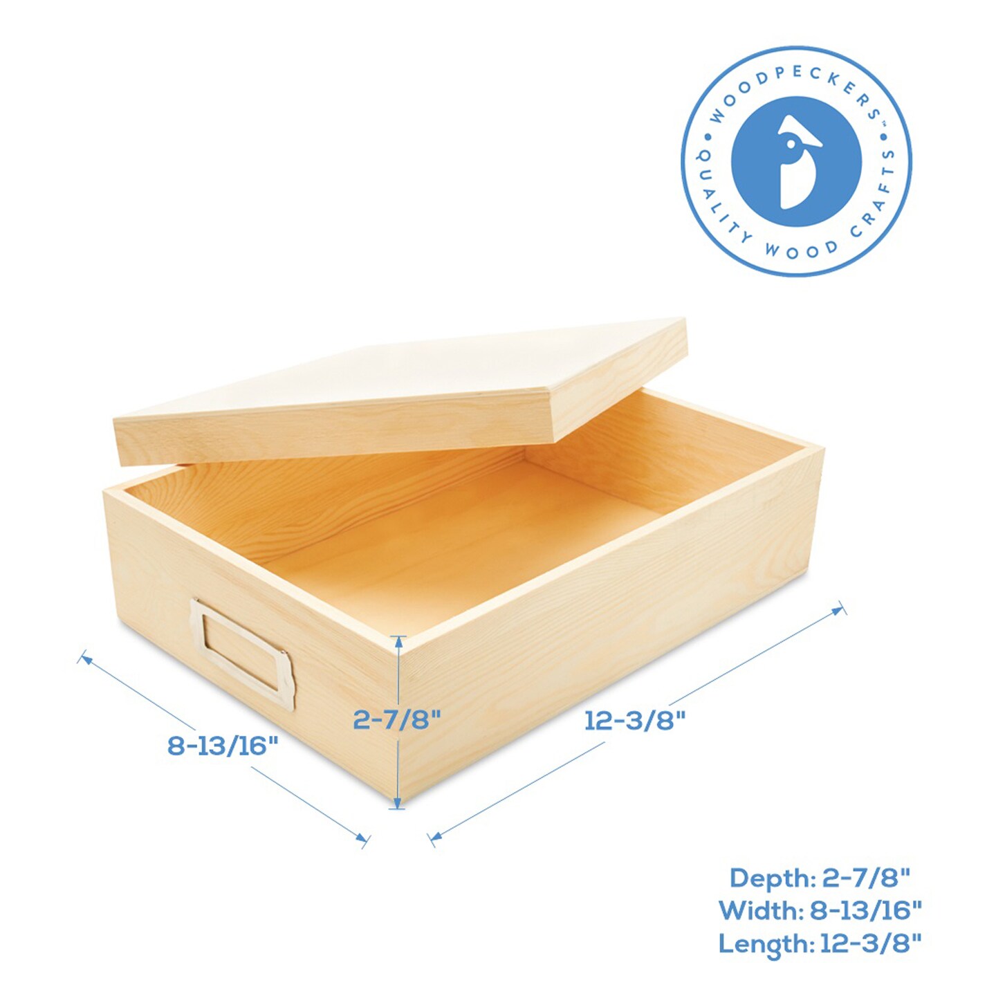Wooden Box with Lid 12-3/8", Unfinished for Storage & Crafts | Woodpeckers