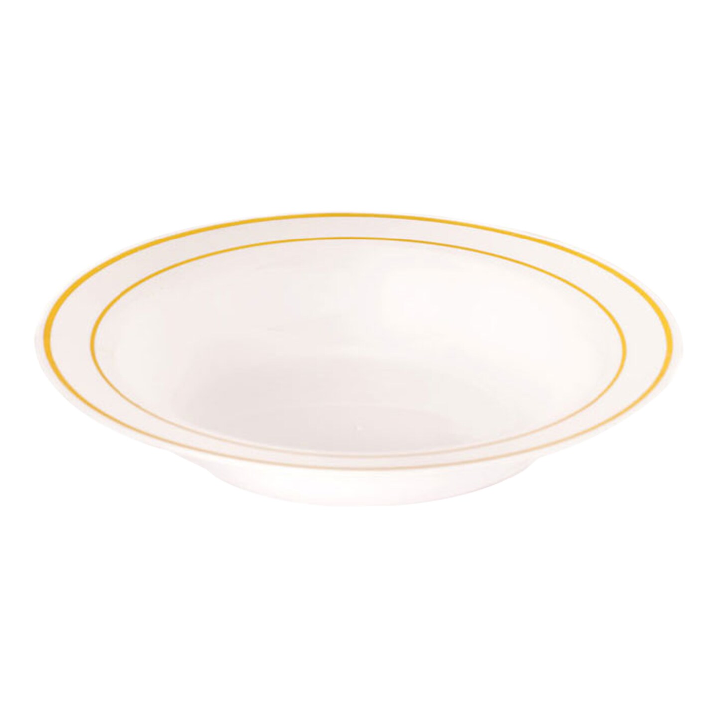 White with Gold Edge Rim Round Disposable Plastic Dessert Bowls -5 Ounce (120 Bowls)