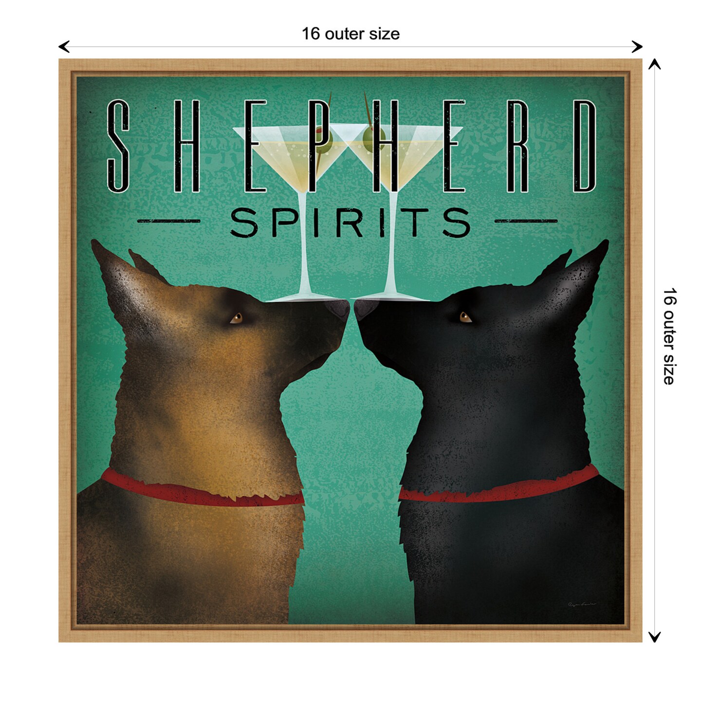 Double Shepherd Martini by Ryan Fowler Canvas Wall Art Print Framed