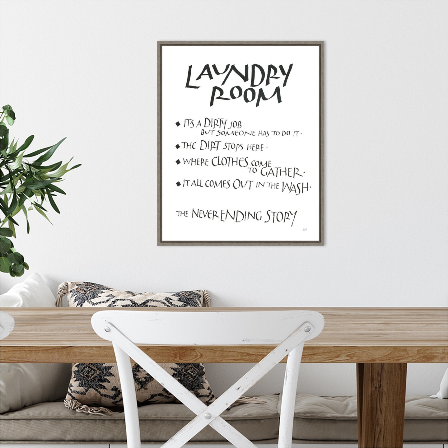 Laundry Room Sayings White by Chris Paschke Canvas Wall Art Print Framed