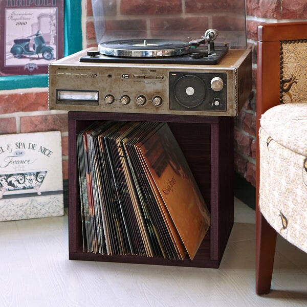 Way Basics Eco zBoard Vinyl Record Storage Cube Bookcase, Espresso