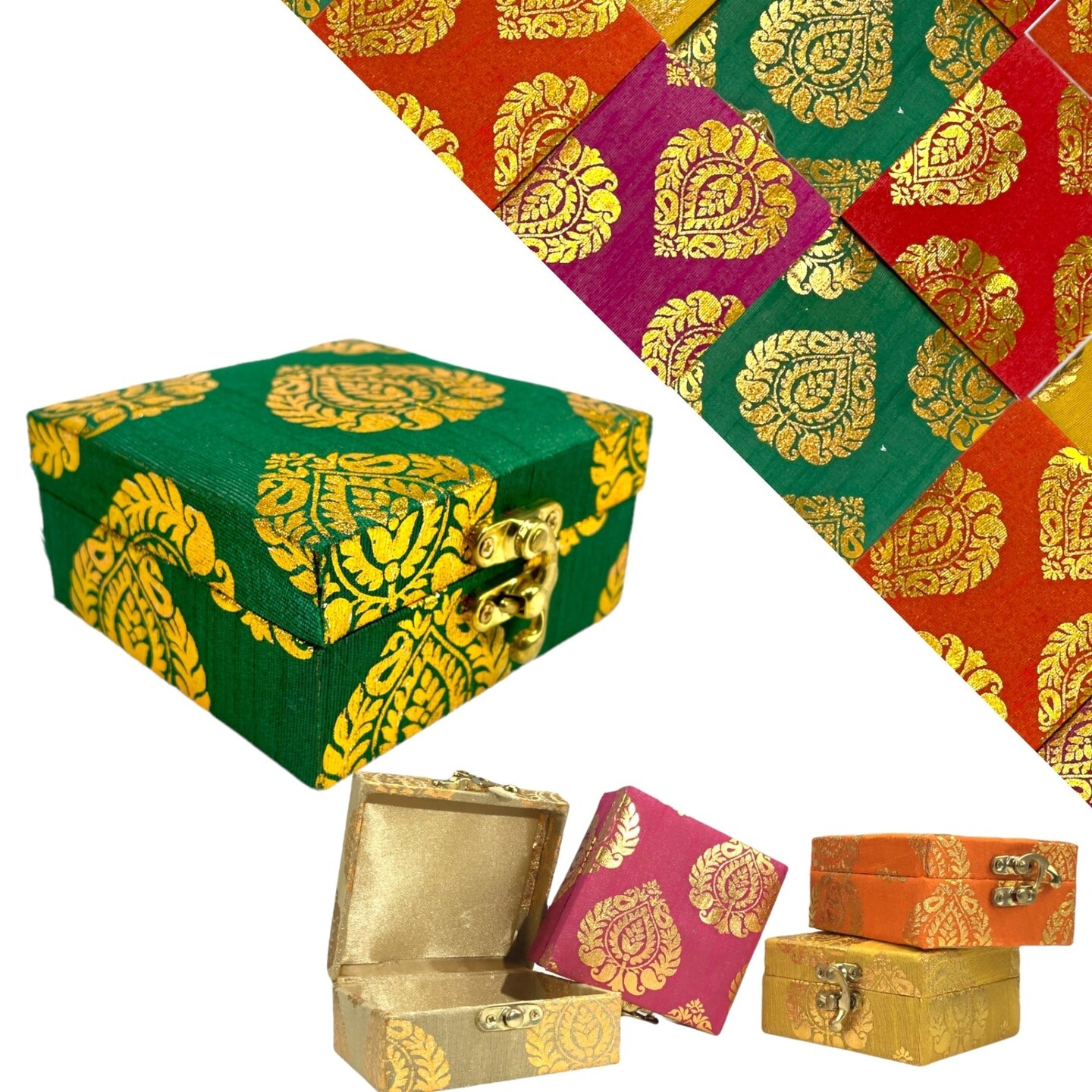 Small Handmade Jewelry Box Brocade Gift Boxes Favor For Indian Pakistani Punjabi Wedding, Nikah