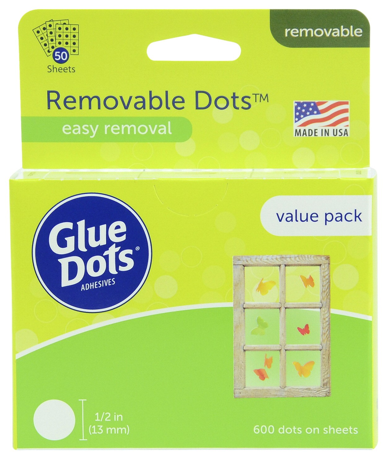 Glue Dots 600 NonToxic Removable Glue Dot Value Pack, 1/2 in, Clear