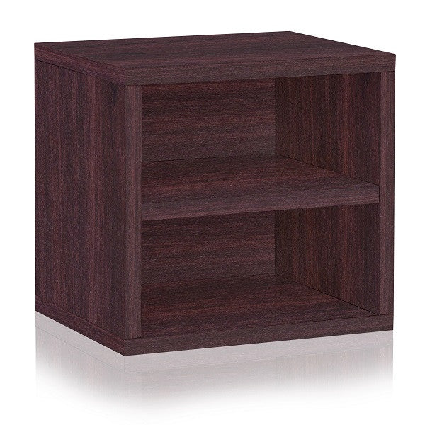 Way Basics Eco zBoard Stackable Connect Cube Storage with Shelf, Espresso