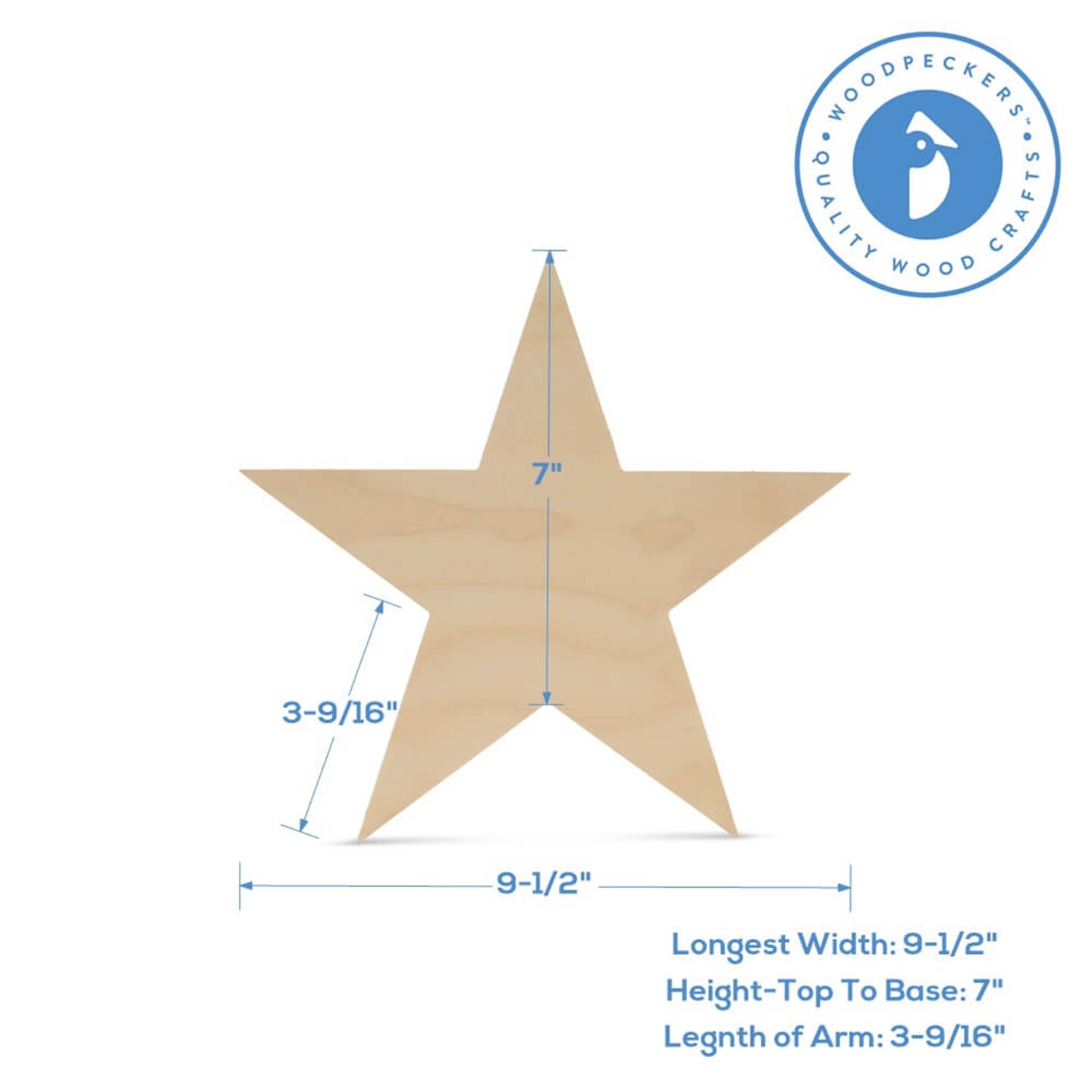 Wooden Star Cutout, Multiple Sizes Available, Unfinished, July 4 & Year Round Crafts | Woodpeckers
